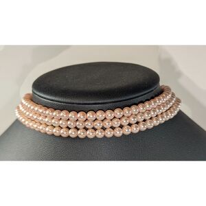 Pink Bead Triple Strand Choker